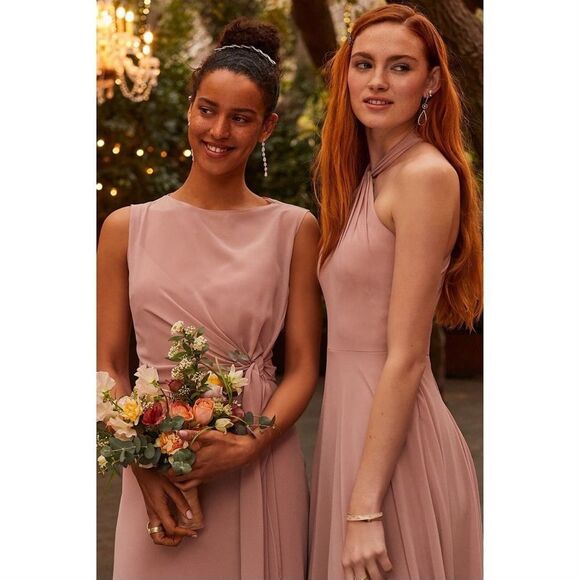 Jenny Yo Paltrow Overlay Chiffon Gown Maxi dress blush Pink Size 10 - Picture 2 of 16